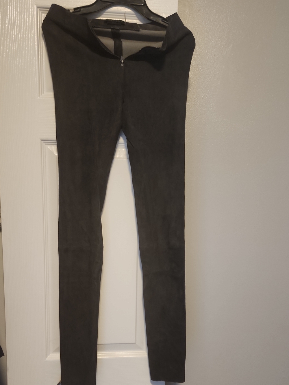 Alice + Olivia Brown Lamb Skin Suede Leggings